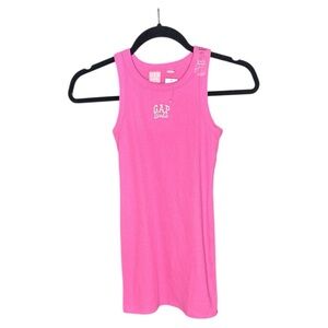 NWT Gap × Barbie™ Kids Arch Logo Rib Pink Tank Dress size 6/7 Small